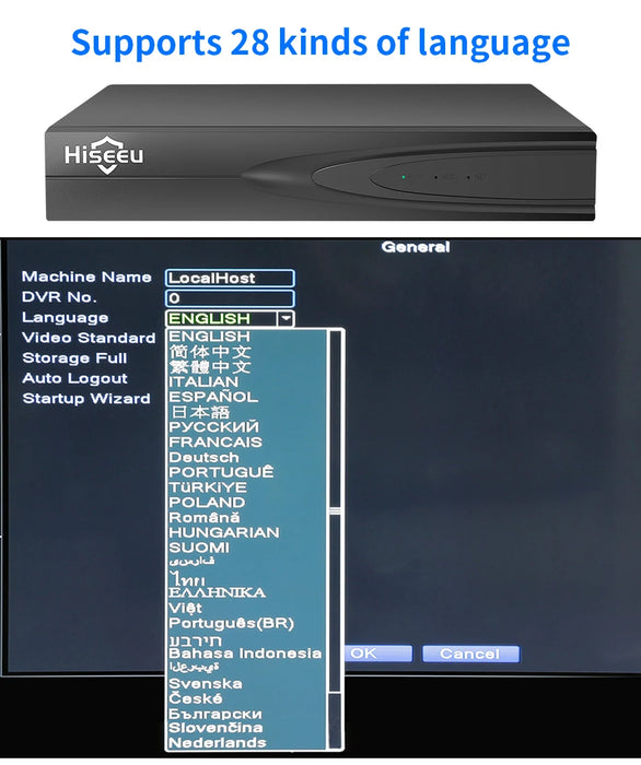 Hiseeu H.265 + HEVC 8CH 16CH 32CH CCTV NVR 4K 8MP 5MP 4MP 3MP 2MP videoregistratore di rete IP per Kit di sistema di telecamere di sorveglianza