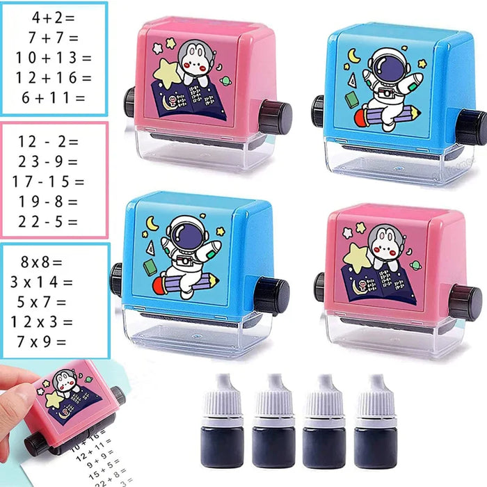 Math Stamp Roller addizione sottrazione divisione di propagazione pratica operazione matematica forniture per l'insegnamento del timbro matematico