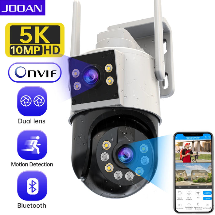 JOOAN 10MP 6MP PTZ Wifi Camera Outdoor Dual Lens telecamera IP a doppio schermo AI Tracking protezione di sicurezza telecamera di sorveglianza CCTV