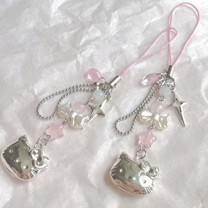 Hello Kitty cellulare corda catena Sanrio Anime ciondolo perline fatte a mano filo Choker bracciali ciondola gioielli fai da te accessori giocattolo