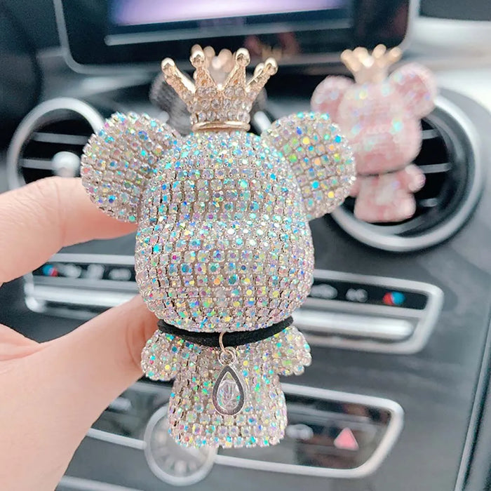 Creativo corona diamante simpatico orso fragranza auto profumo Clip presa d'aria Aroma aria più fresca decorazione accessori aromaterapia