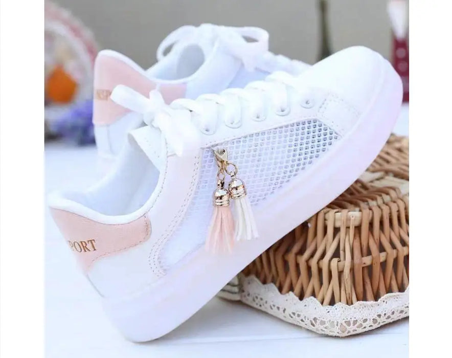 Sneaker da donna scarpe Casual per studenti traspiranti sportive per scarpe bianche a rete piatta da ragazza