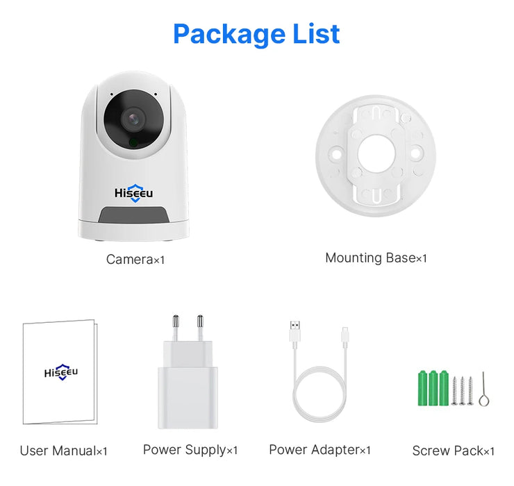 Hiseeu 2K 4MP PTZ Telecamera IP WIFI Wireless Smart Home Security Telecamera di sorveglianza Audio bidirezionale Telecamera per animali domestici per interni