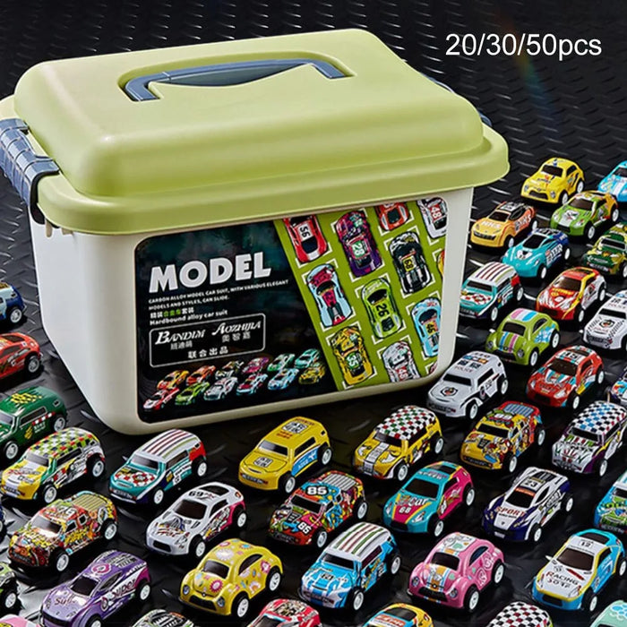 Mini Set di modelli di auto in lega con scatola di immagazzinaggio Diecast Cars Toys for Boys scorrevole Inertia Vehicle Kit di giocattoli per bambini regali per bambini