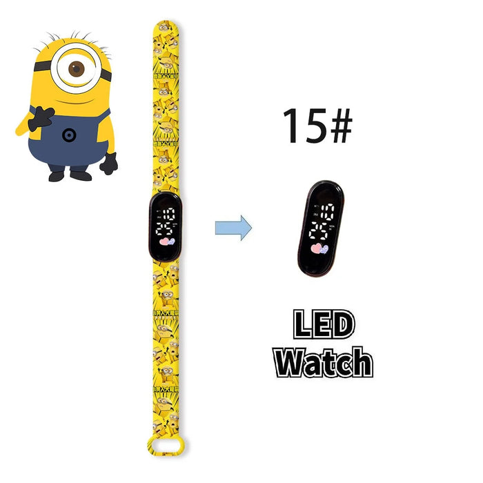 New Minions Child Watchs Anime Bob study Cartoon Digital Electronic LED Student Silicone Wristband Kids Birthday Gift Toys