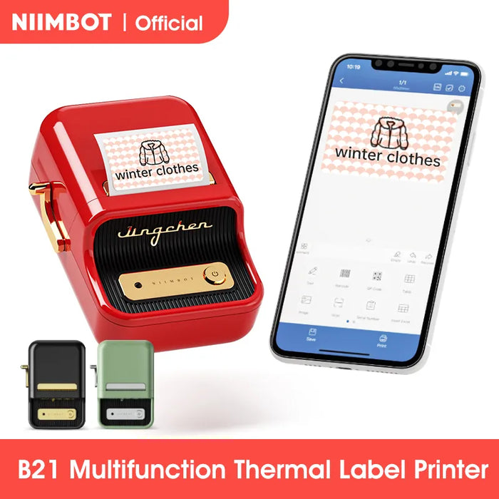 NiiMbot B21 Mini stampante termica Wireless Barcode Label Maker stampanti per etichette adesive portatili Bluetooth per ufficio commerciale