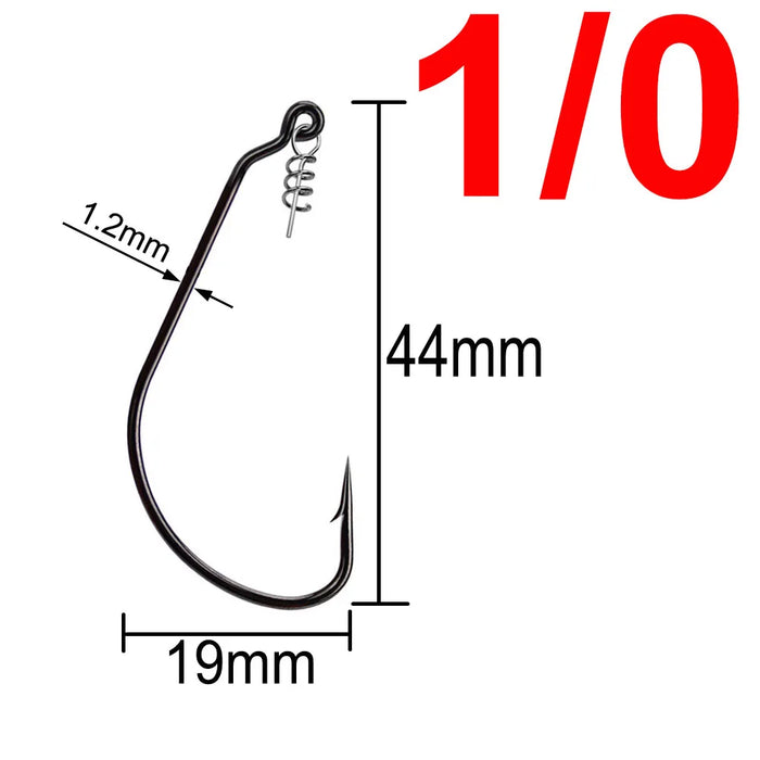 20pcs Wide Gap Worm ami da pesca Jig Crank Big Bass Hook Black High Carbon Steel Crank spinato Hook per Soft Fishing Lure