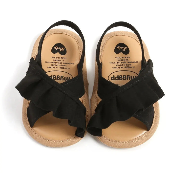 Meckior sandali estivi per bambini scarpe da bambina principessa suola piatta antiscivolo bambino primo camminatore scarpe da culla pantofole di tela neonato