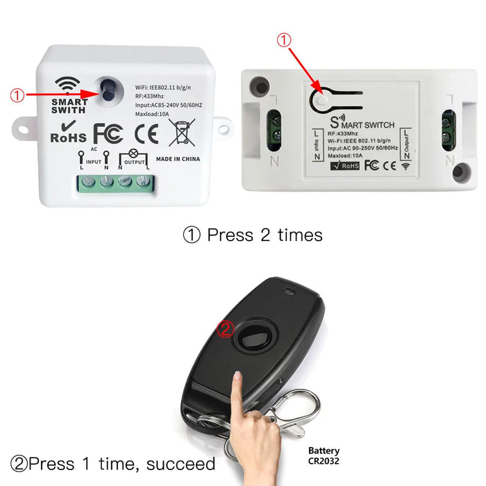 Tedeligo Tuya WiFi RF Smart Switch Light interruttore di controllo remoto 110V 220V 10A modulo interruttore di temporizzazione, controllo vocale, supporto Alexa