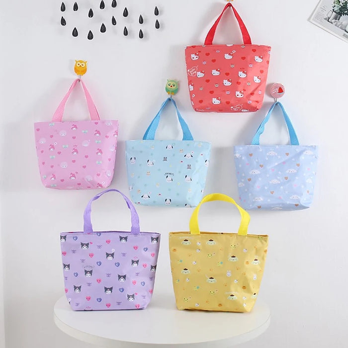 Sanrio Lovely Lunch Bag Anime My Melody Hello Kitty Pochacco Kuromi Travel Portable Breakfast Box School Child Tote Food Bag