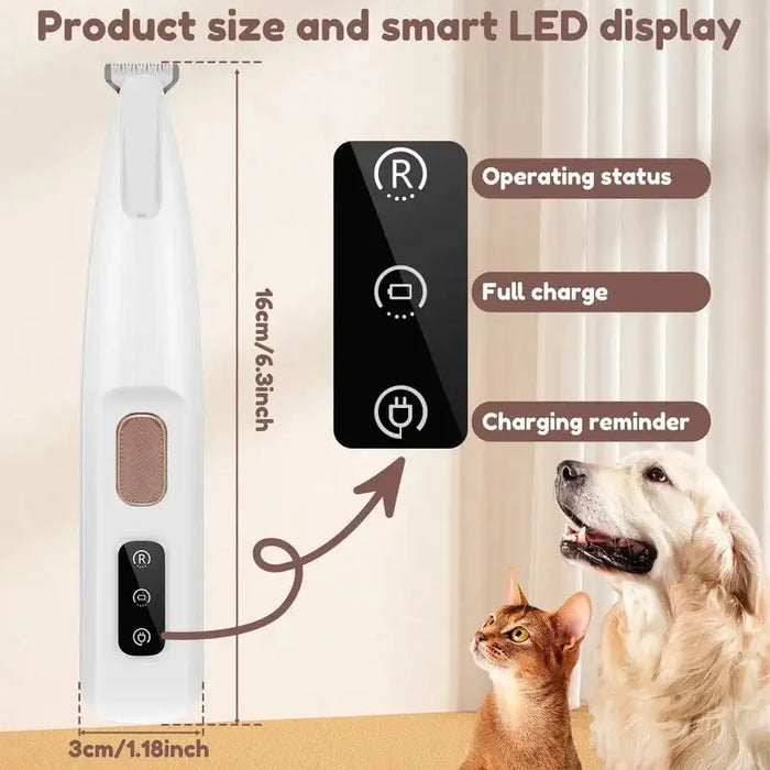 Pet Dog Electric Groomer Trimmer con luce a LED impermeabile Pet Foot Hair Trimmer Low Noise Cat Dog Face Foot Ear Hip Paw Shaver