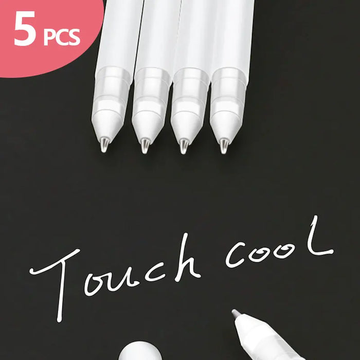 5 PCS pennarelli Manga bianchi Set 0.8mm inchiostro permanente Scrapbook penna per pneumatici forniture scolastiche impermeabili penna per pennelli artistici di cancelleria