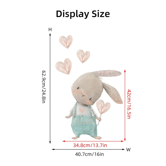 1 pz cartone animato carino palloncino testa storta coniglio adesivi murali per la decorazione della camera dei bambini camera dei bambini decalcomanie da parete camera da letto decorativa