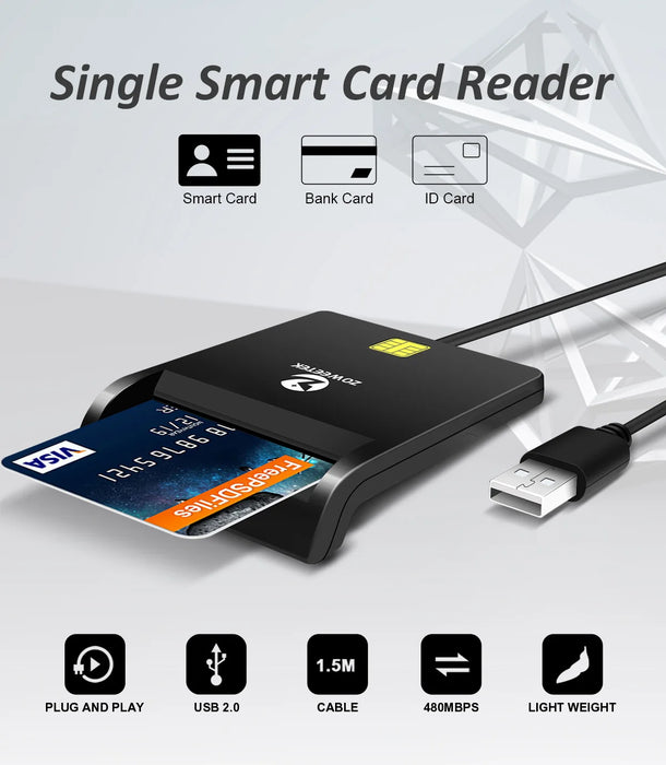 Lettore di Smart Card Zoweetek USB ID lettore elettronico DNI per ISO 7816 EMV IC DNIE Chip DNI Smart Card ZW-12026-1