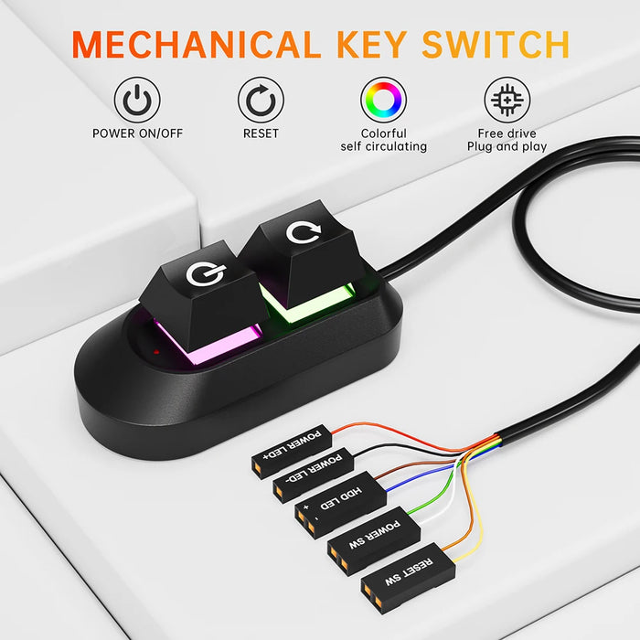 Pulsante di alimentazione per Computer Desktop da 2M interruttore per PC chiave meccanica avviamento esterno accensione/spegnimento e pulsante di ripristino cavo di prolunga per luce a LED