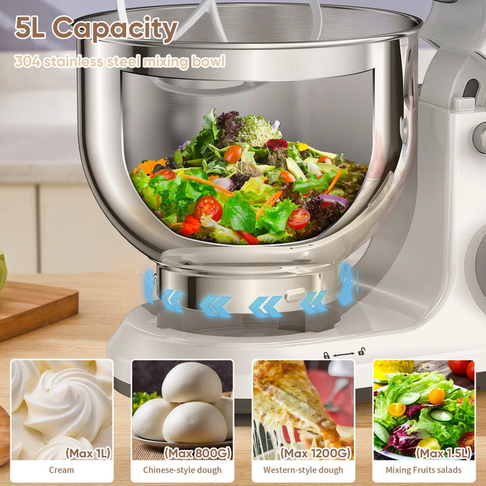 BioloMix Kitchen Food Stand Mixer, motore cc a 11 velocità da 1200W, schermo OLED digitale, robot da cucina elettrico con gancio per impastare, frusta