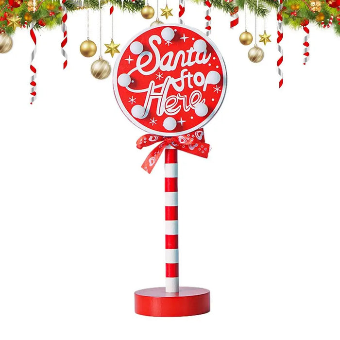 Stop Sign Party Decoration Santa Stop Here Tree Topper Desk Lamp LED Stop Sign Light Up Christmas Garden Light per Window Sign