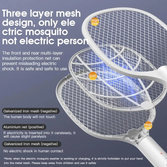 3 IN 1 scacciazanzare elettrico antizanzare 2500V USB ricaricabile angolo non regolabile elettrico Bug Zapper Fly Bat Swatter