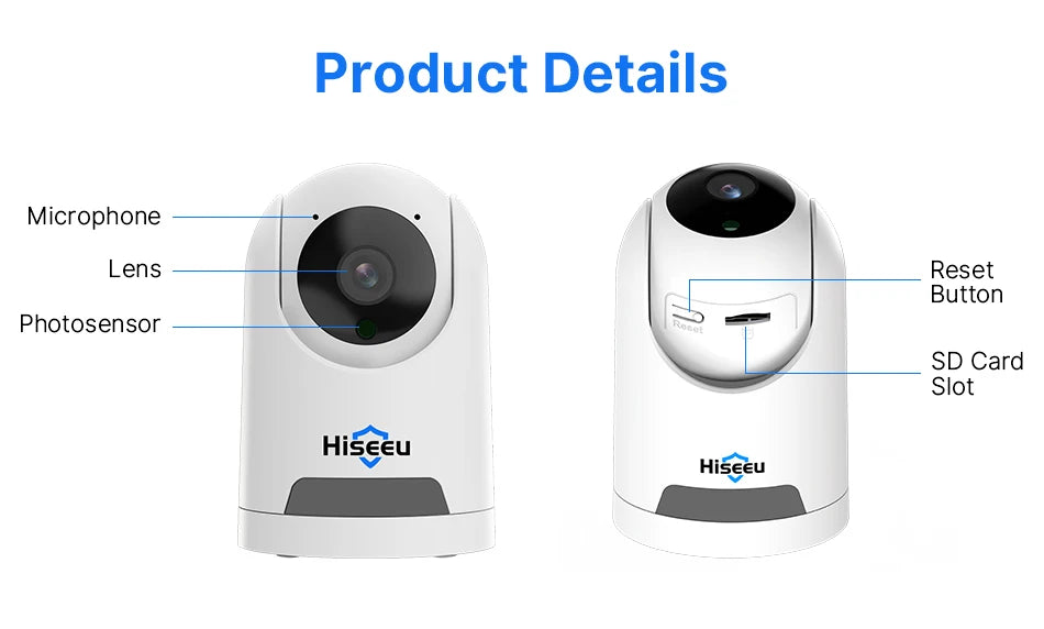 Hiseeu 2K 4MP PTZ Telecamera IP WIFI Wireless Smart Home Security Telecamera di sorveglianza Audio bidirezionale Telecamera per animali domestici per interni