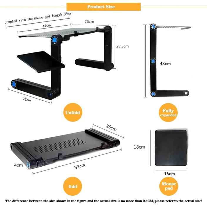 Supporto da scrivania regolabile per Laptop portatile in alluminio ergonomico Lapdesk per TV letto divano PC Notebook tavolo supporto da scrivania con tappetino per Mouse