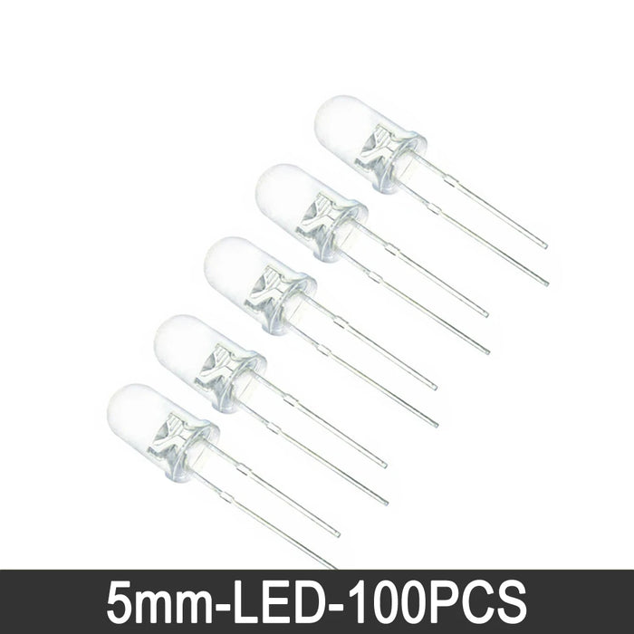 100 Pz/lotto 3mm 5mm F3 F5 LED Rotondo Ultra Luminoso Bianco Verde Giallo Blu Bianco Rosso Diodo Emettitore di Luce Per Il Kit Fai Da Te