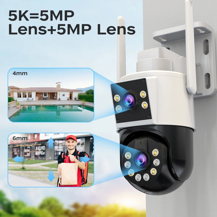 JOOAN 10MP 6MP PTZ Wifi Camera Outdoor Dual Lens telecamera IP a doppio schermo AI Tracking protezione di sicurezza telecamera di sorveglianza CCTV