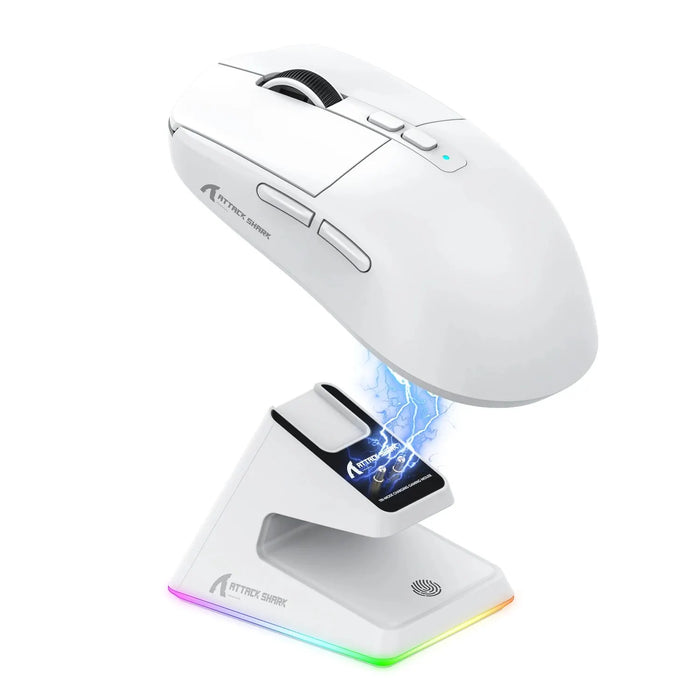 X6 Mouse da gioco Wireless leggero con 3 modalità cablato 2.4G BT5.2 fino a 26K DPI Base di ricarica retroilluminata RGB per desktop portatile