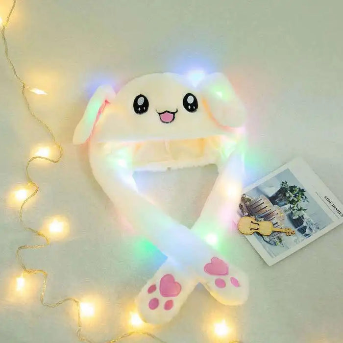 Bunny Ear Move Glowing Hat Pikachu Anime Rabbit Led Light Jumping Funny peluche Ear Moving Cartoon Hat for Kids Cosplay Party Cap