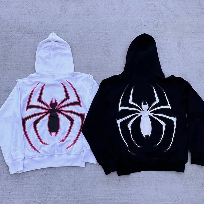 Full Zip Up Spider felpa con cappuccio donna uomo Streetwear Harajuku Graphic oversize Jacket Hood Shirt Punk Gothic Y2K abbigliamento felpa