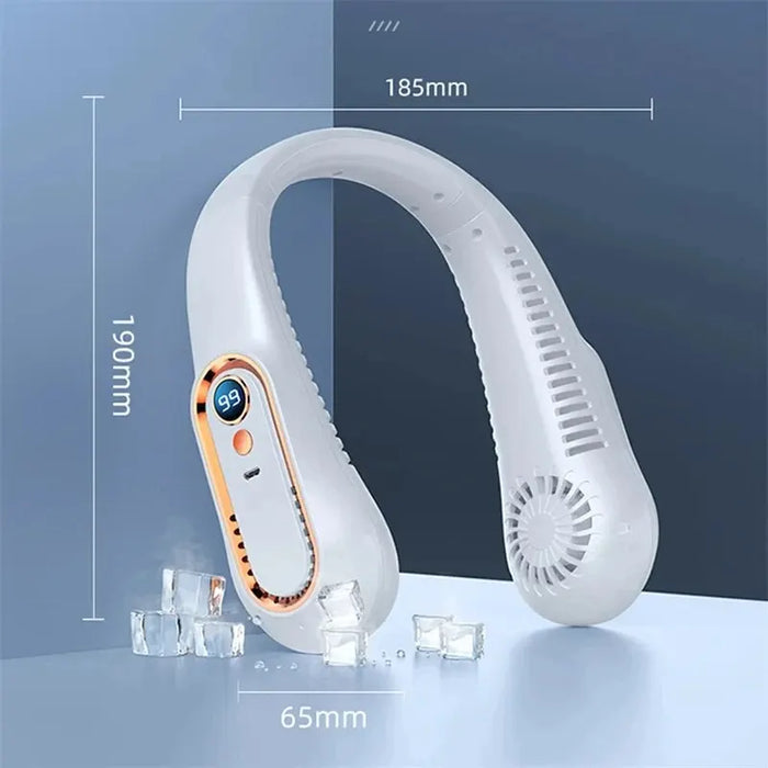 Ventola senza lama da collo Mini ventola silenziosa pigra portatile a lunga durata ricarica Usb per studenti sport Office Display digitale Power 5 Gear