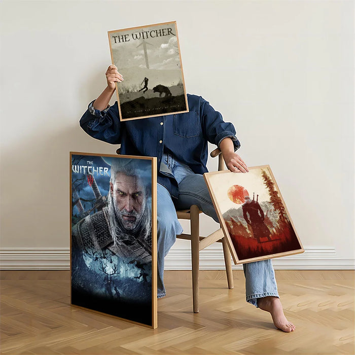 T-The W-witcher 3 Game poster Vintage Sticky Whitepaper Prints poster opere d'arte poster adesivi murali