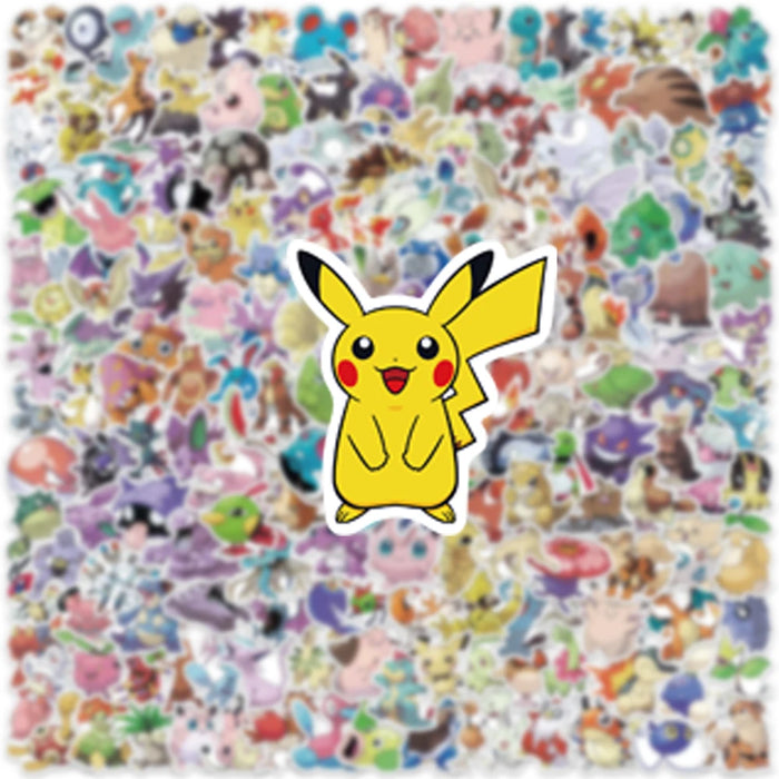 100/200/300 pz Pokemon Kawaii Pikachu adesivi decorazione decalcomanie Laptop Skateboard auto bagagli telefono adesivo impermeabile giocattolo