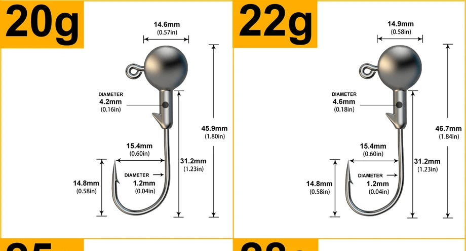 JYJ 1g 2g 3g 4g 5g 10g 20g 22g 25g 28g manovella Jig head hook amo da pesca head Jig lure hard bait soft worm jig hook per la pesca