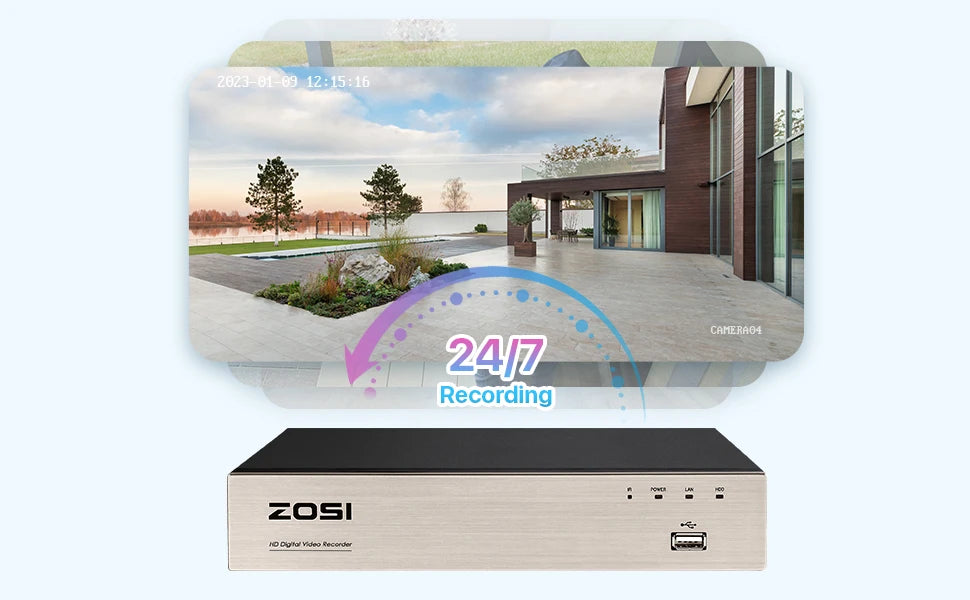 ZOSI 8CH 1080P CCTV Sistema esterno 5MP Lite Video DVR con 2/4/6/8 pezzi 2MP Wired Security Cam Sistema di videosorveglianza giorno/notte