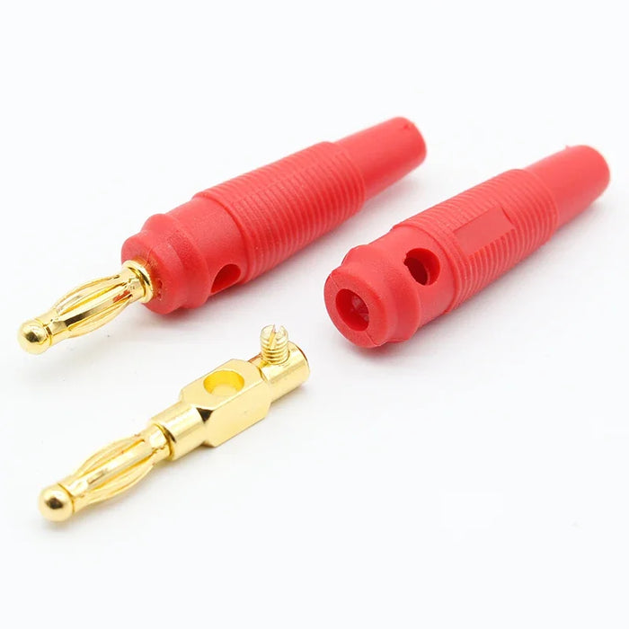 4pcs Nuovo 4 millimetri Tappi di rame puro Placcato Oro Musicale Speaker Cable Wire Spille Spina A Banana Connettori