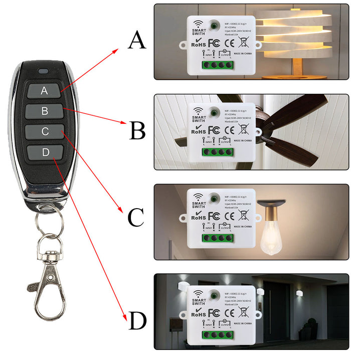 Tedeligo Tuya WiFi RF Smart Switch Light interruttore di controllo remoto 110V 220V 10A modulo interruttore di temporizzazione, controllo vocale, supporto Alexa