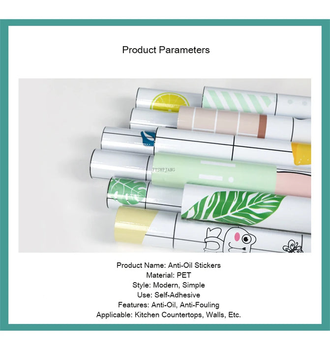 Adesivi murali in PET addensato Adesivi autoadesivi a prova di olio da cucina Resistente alle alte temperature Facile da pulire Carta da parati rinnovata per stufe a parete