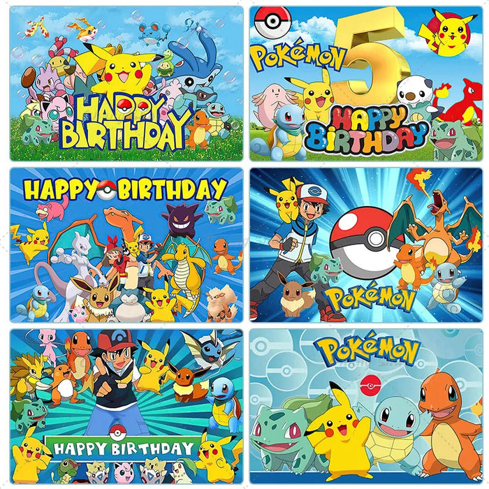 Pokemon Pikachu sfondo decorazione animazione fotografia sfondo Banner Poster festa di buon compleanno bambini ragazzo Baby Shower