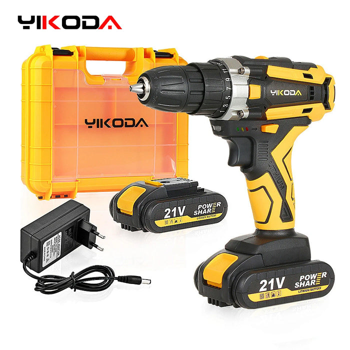 YIKODA 12/16.8/21V trapano a batteria cacciavite elettrico ricaricabile batteria al litio utensili elettrici multifunzione a 2 velocità per uso domestico