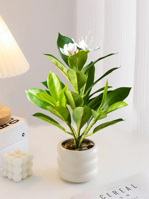 21-40cm piante di azalee artificiali albero di gomma finta foglie di palma tropicale Ficus finto con fiori piante verdi di plastica per la casa