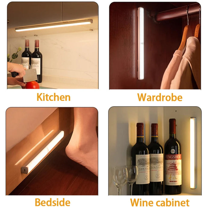 Sensore di movimento luce notturna a LED senza fili tipo C luce ricaricabile armadio armadio lampada retroilluminazione scala per cucina LED