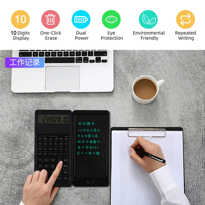 Calcolatrice scientifica pieghevole portatile tavoletta da scrittura con schermo LCD con penna stilo