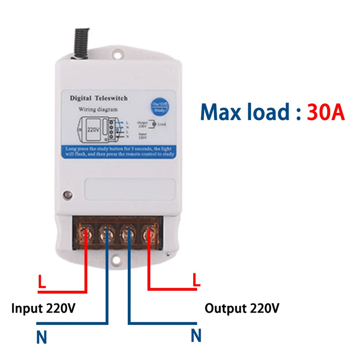 Interruttore di controllo remoto Wireless 30A 220v 1000M 3000M 5000M telecomando per trasmettitore ricevitore pompa acqua luce cancello elettrico