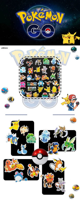 100/200/300 pz Pokemon Kawaii Pikachu adesivi decorazione decalcomanie Laptop Skateboard auto bagagli telefono adesivo impermeabile giocattolo