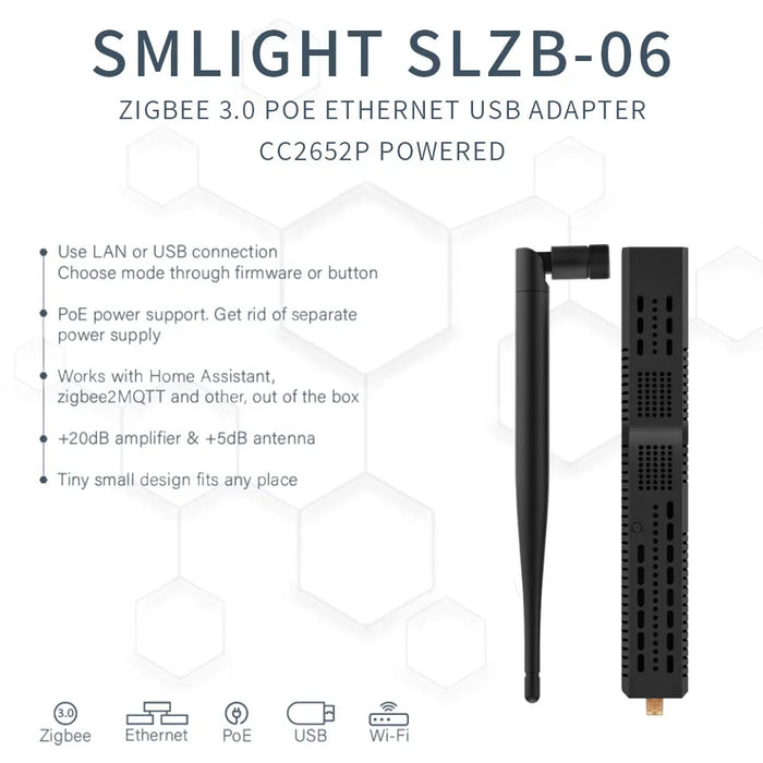 SMLIGHT SLZB-06/M/P7 Zigbee 3.0 a Ethernet,USB e gateway WiFi con PoE, funziona con zigbe2mqtt, Home Assistant,ZHA