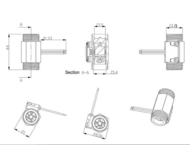 DC3.5-24V sensore di flusso d'acqua flussometro liquido in ottone sensore di flusso fluido interruttore 1.75MPa 1/2 "3/4" 1 "2" NPN sensore di flusso Hall acqua