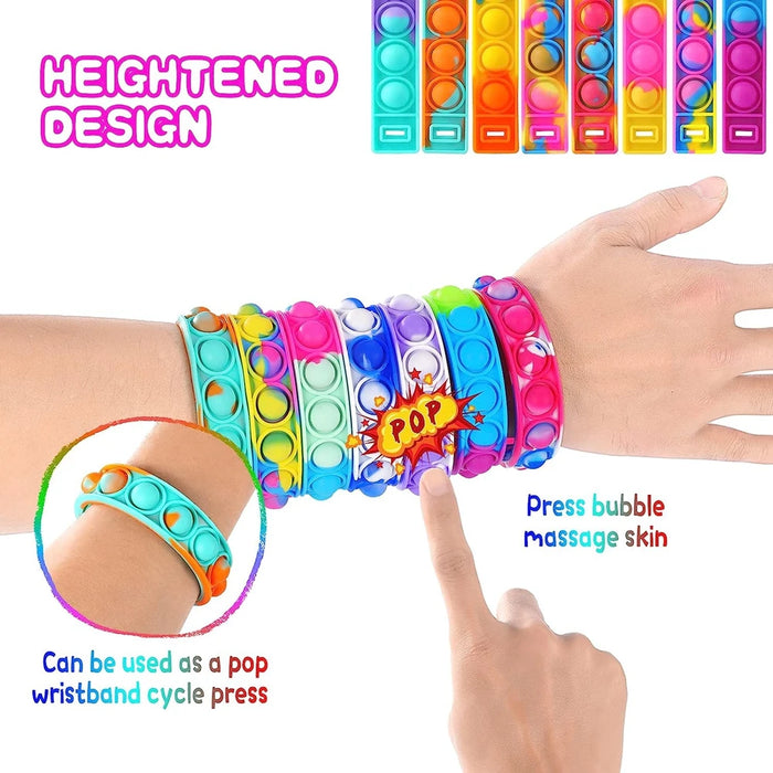 12PCS Fidget Toys Pop bracciale bomboniere braccialetti a bolle Push Poping giocattoli sensoriali antistress per bambini regali per bambini