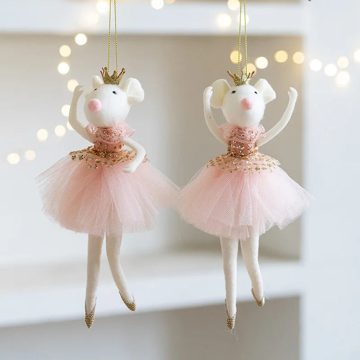 Nuovo natale Mouse bambola ciondolo ragazza balletto angelo albero di natale ciondolo peluche appeso decorazione di natale Charms regali di capodanno