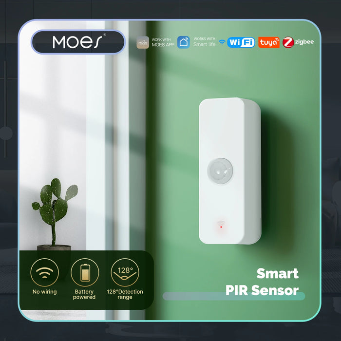 MOES Tuya WiFi/ZigBee Smart PIR Sensor rilevatore di movimento a infrarossi per il corpo umano sicurezza domestica collegamento di scena automazione alimentazione a batteria