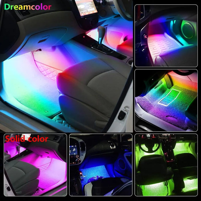 Neon LED Car Interior Ambient Foot Strip Light Kit accessori retroilluminazione Remote App Music Control Auto RGB lampade Decorative